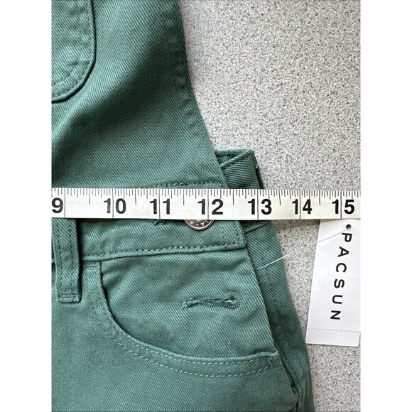 Pacsun Denim Bib Overalls Junior 25 Green Bell Bottom Flare Boho Coachella Rare - Picture 11 of 13